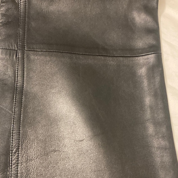CELINE Black Leather Straight Leg Pants - Picture 6 of 12